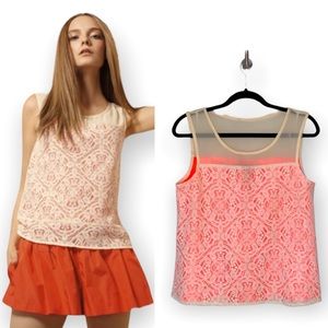 Marc by Marc Jacobs Orange Muriel Lace Tank Top Size Small